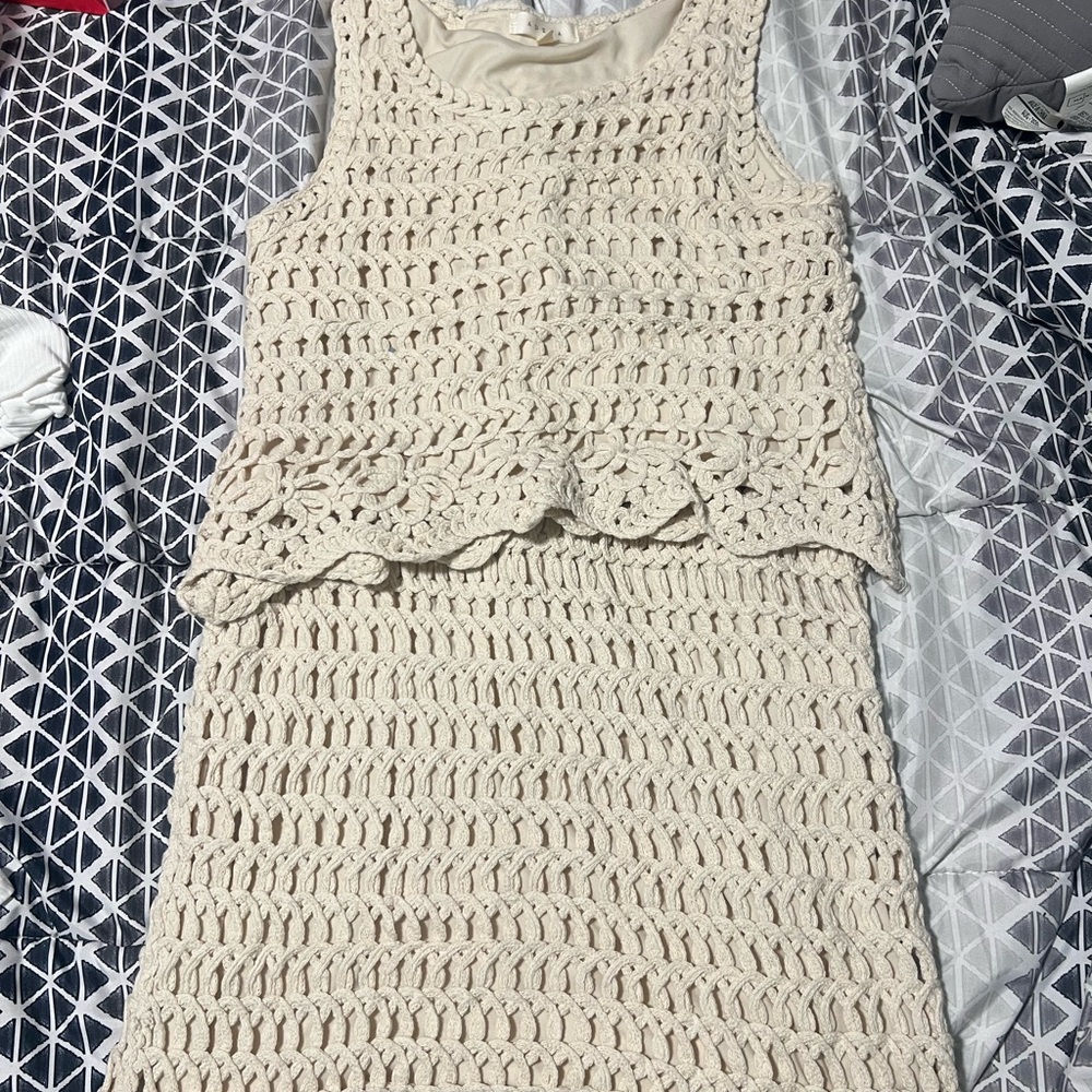 Charming Cream Crochet Two Piece